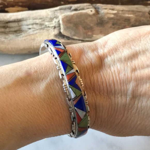 Sold Vintage Navajo A. Francisco Multi Stone Bracelet - Picture 9 of 15